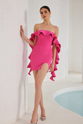 Nessa Off Shoulder Ruffle Mini Bandage Dress - Pink Ins Street